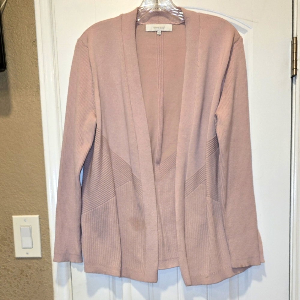 Pink Open Front Cardigan